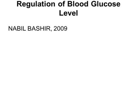 Regulation of Blood Glucose Level