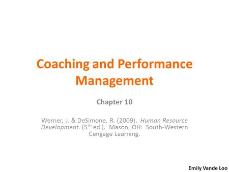 Coaching and Performance Management