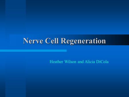 Nerve Cell Regeneration Heather Wilson and Alicia DiCola.