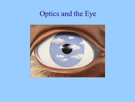 Optics and the Eye. The Visible Spectrum Some similarities between the eye and a camera.