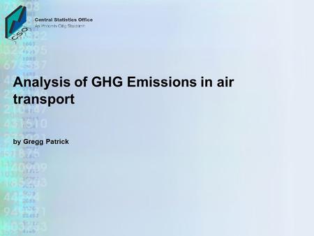 Analysis of GHG Emissions in air transport by Gregg Patrick.