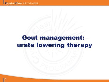 1 Gout management: urate lowering therapy. 2 12 recommendations were produced on the basis of literature evidence and expert opinion Ability to improve.