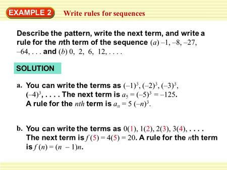 EXAMPLE 2 Write rules for sequences