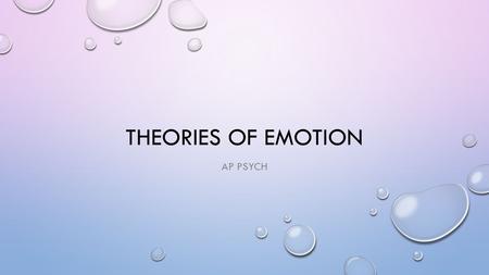THEORIES OF EMOTION AP PSYCH. THEORIES HOW DO BIOLOGY, COGNITION, AND BEHAVIOR INTERACT TO PRODUCE EMOTION? IS ONE THE CAUSE OF THE OTHERS? EACH THEORY.