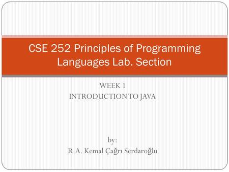 CSE 252 Principles of Programming Languages Lab. Section
