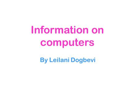 Information on computers