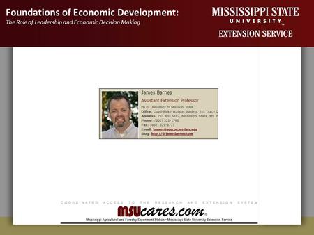 Foundations of Economic Development: The Role of Leadership and Economic Decision Making.