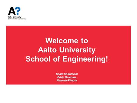 Welcome to Aalto University School of Engineering