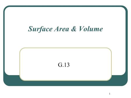 Surface Area & Volume G.13.