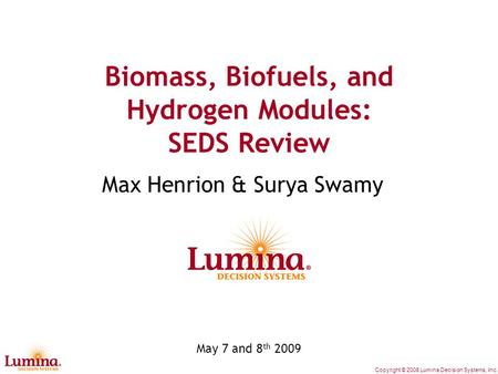 Biomass, Biofuels and Hydrogen Sectors in Context of SEDS
