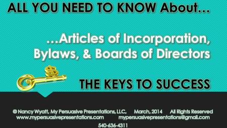 ARTICLES OF INCORPORATION  “Articles of Incorporation” is the name of a legal document that is filed with the state to create a corporation.  Articles.