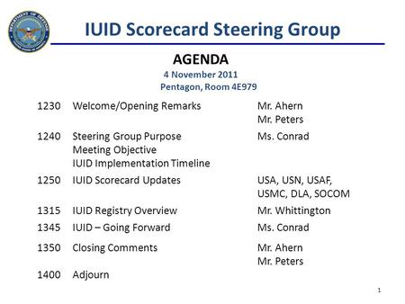 IUID Scorecard Steering Group