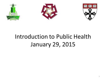 Introduction to Public Health January 29, 2015 1.