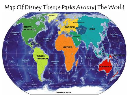 Map Of Disney Theme Parks Around The World. Orlando, Florida United States of America.