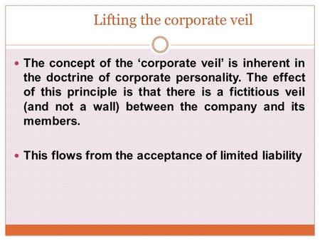 Lifting the corporate veil