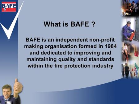 What is BAFE ? BAFE is an independent non-profit making organisation formed in 1984 and dedicated to improving and maintaining quality and standards within.