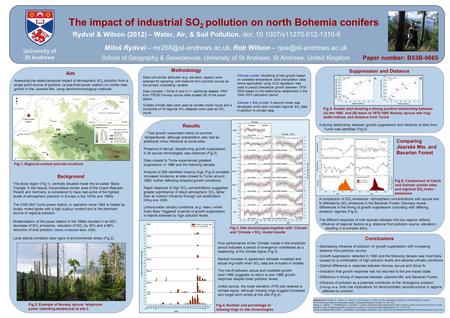 The impact of industrial SO 2 pollution on north Bohemia conifers Rydval & Wilson (2012) – Water, Air, & Soil Pollution. doi: 10.1007/s11270-012-1310-6.