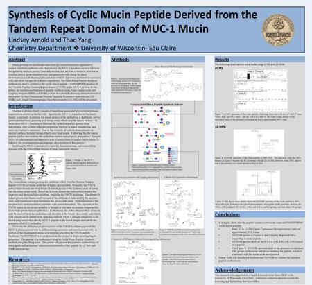 Synthesis of Cyclic Mucin Peptide Derived from the Tandem Repeat Domain of MUC-1 Mucin Lindsey Arnold and Thao Yang  Chemistry Department  University.
