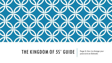 THE KINGDOM OF 5S’ GUIDE Page 2: How to change your password on Edmodo.