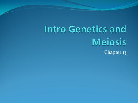 Intro Genetics and Meiosis