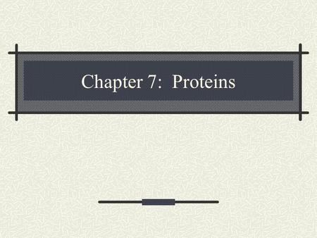 Chapter 7: Proteins.