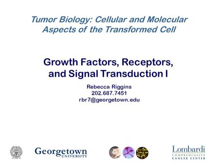 Growth Factors, Receptors, and Signal Transduction I