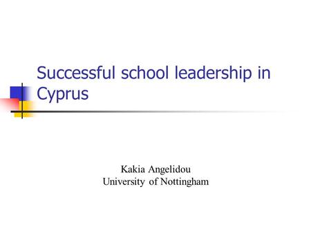 Successful school leadership in Cyprus