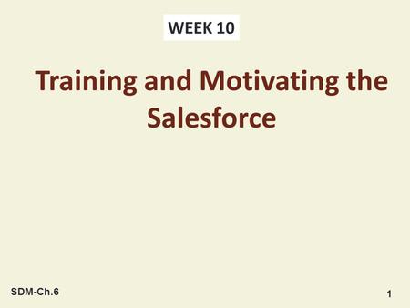 Training and Motivating the Salesforce