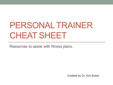 Personal Trainer Cheat Sheet