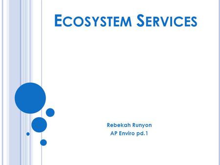 E COSYSTEM S ERVICES Rebekah Runyon AP Enviro pd.1.