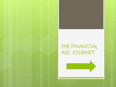 THE FINANCIAL AID JOURNEY. FAFSA  Free Application for Federal Student  Completed for each school year.