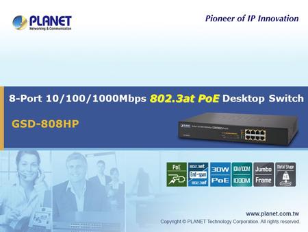 802.3at PoE 8-Port 10/100/1000Mbps 802.3at PoE Desktop Switch GSD-808HP.