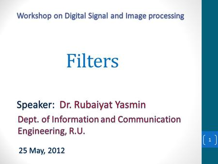 Workshop on Digital Signal and Image processing