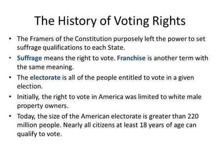 The History of Voting Rights