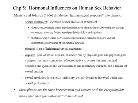 Chp 5: Hormonal Influences on Human Sex Behavior