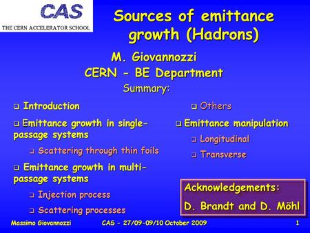 Sources of emittance growth (Hadrons)