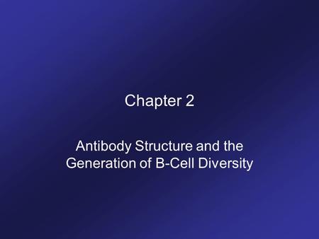 Antibody Structure and the Generation of B-Cell Diversity