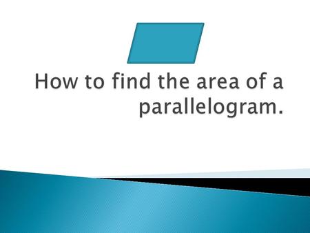 8cm 5cm Area = 8 x 5 = 40cm 2 A parallelogram can be split up into a rectangle and 2 triangles – each with the same area. 10cm 5cm.