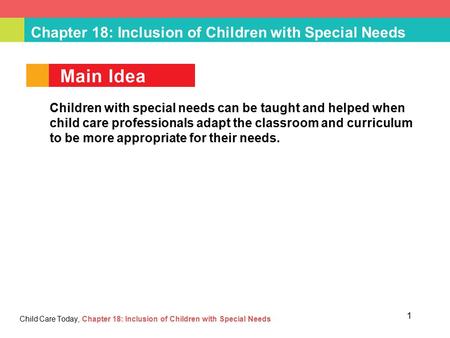 Chapter 18: Inclusion of Children with Special Needs