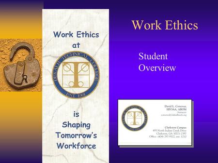 Work Ethics Student Overview.