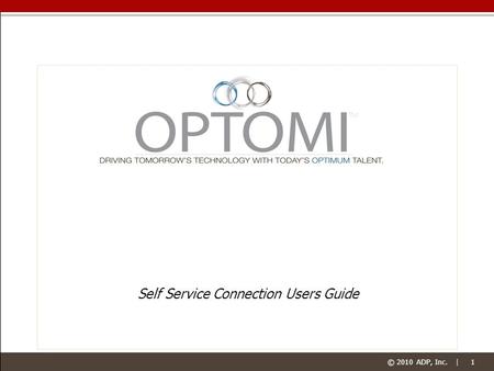 Self Service Connection Users Guide