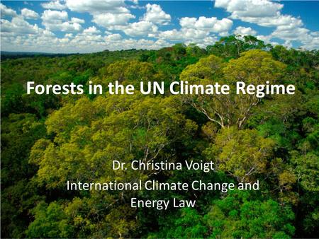Forests in the UN Climate Regime Dr. Christina Voigt International Climate Change and Energy Law.