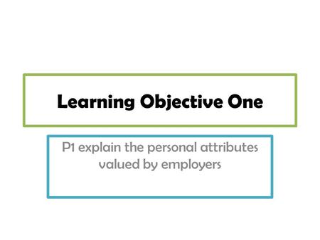 Learning Objective One