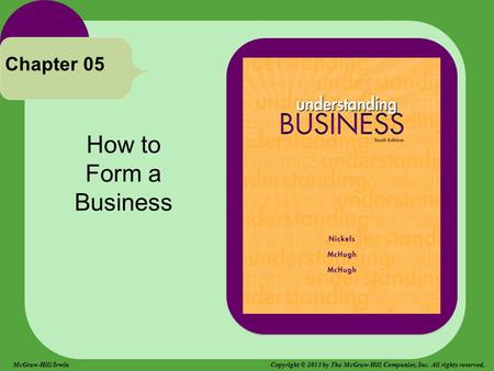 How to Form a Business Chapter 05 McGraw-Hill/Irwin Copyright © 2013 by The McGraw-Hill Companies, Inc. All rights reserved.