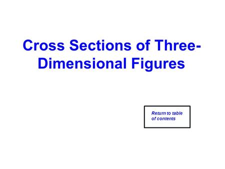 Cross Sections of Three- Dimensional Figures Return to table of contents.