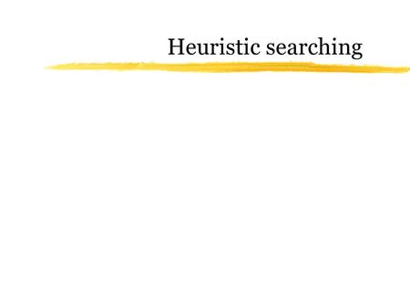 Heuristic searching. State spaces zA state space consists of yA (possibly infinite) set of states xThe start state represents the initial problem xEach.