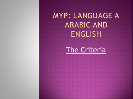 The Criteria.  Criterion A: Content (Receptive and Productive)  Criterion B: Organisation  Criterion C: Style and Language Mechanics  You can achieve.