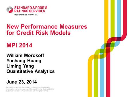 New Performance Measures for Credit Risk Models MPI 2014