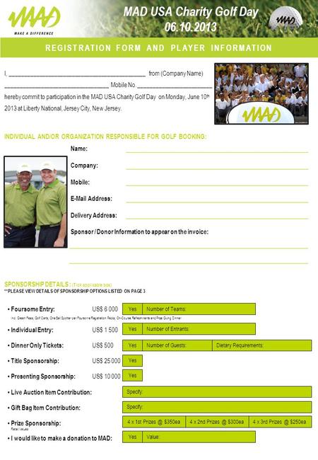 REGISTRATION FORM AND PLAYER INFORMATION I, ______________________________________________ from (Company Name) ___________________________________ Mobile.