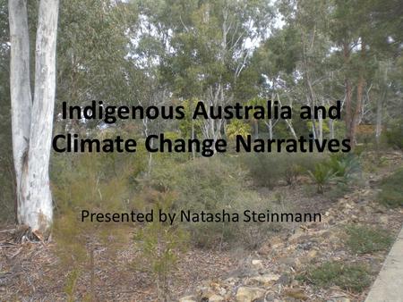 Indigenous Australia and Climate Change Narratives Presented by Natasha Steinmann.